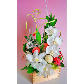 プリザーブドフラワー　一升枡の枡フラワー