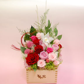 枡フラワー　長寿の花　プリザーブドフラワー